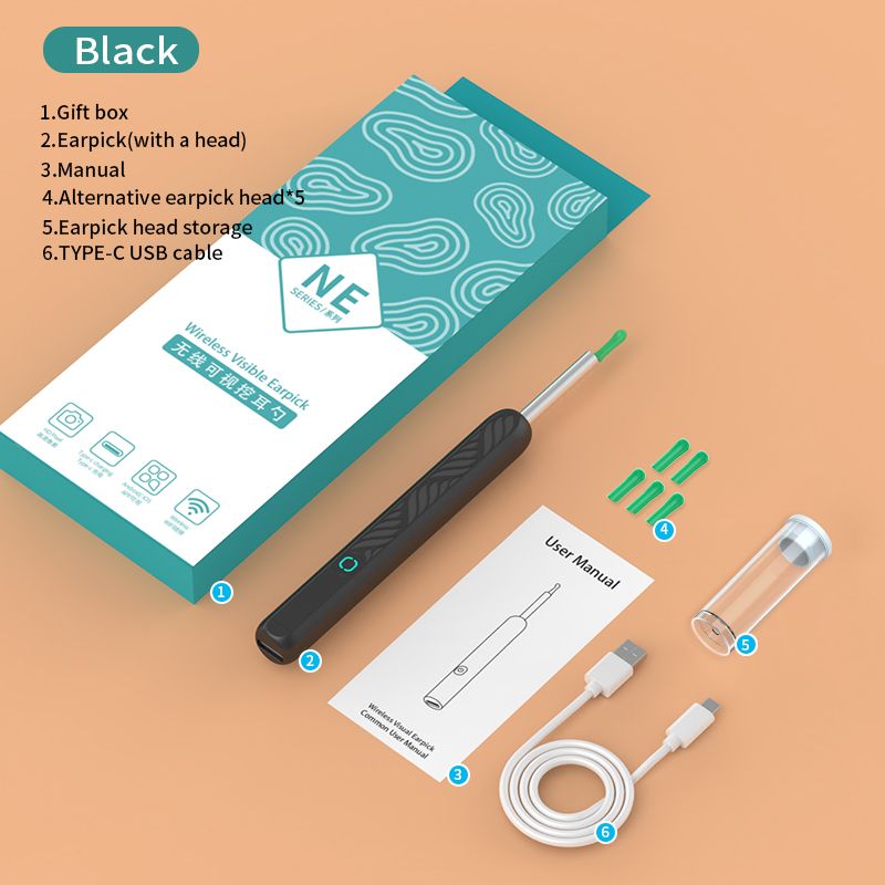 Visual Ear Cleaner with Camera Wireless Ear Sticks Otoscope USB C Charging Endoscope Ear Wax Removal Tools Earpick MIni Camera