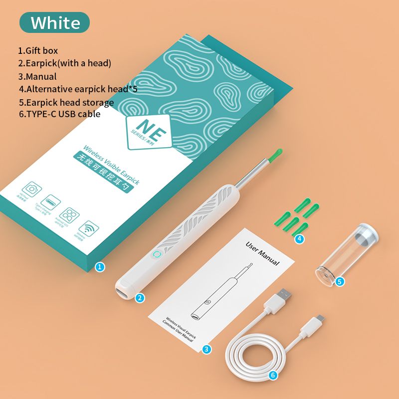 Visual Ear Cleaner with Camera Wireless Ear Sticks Otoscope USB C Charging Endoscope Ear Wax Removal Tools Earpick MIni Camera
