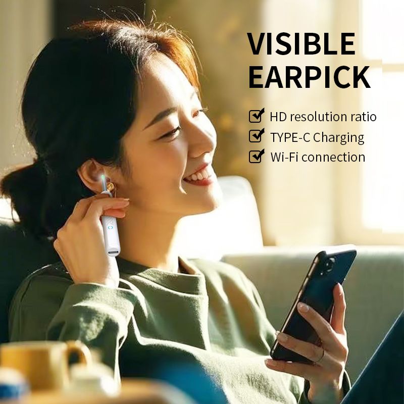 Visual Ear Cleaner with Camera Wireless Ear Sticks Otoscope USB C Charging Endoscope Ear Wax Removal Tools Earpick MIni Camera