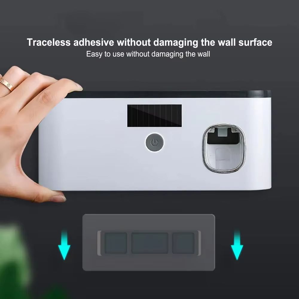 Wall Toothbrush Holder for Bathroom UV Toothbrush Organizer Toothpaste Dispenser USB Rechargeable 5 Slots Bathroom Supplies