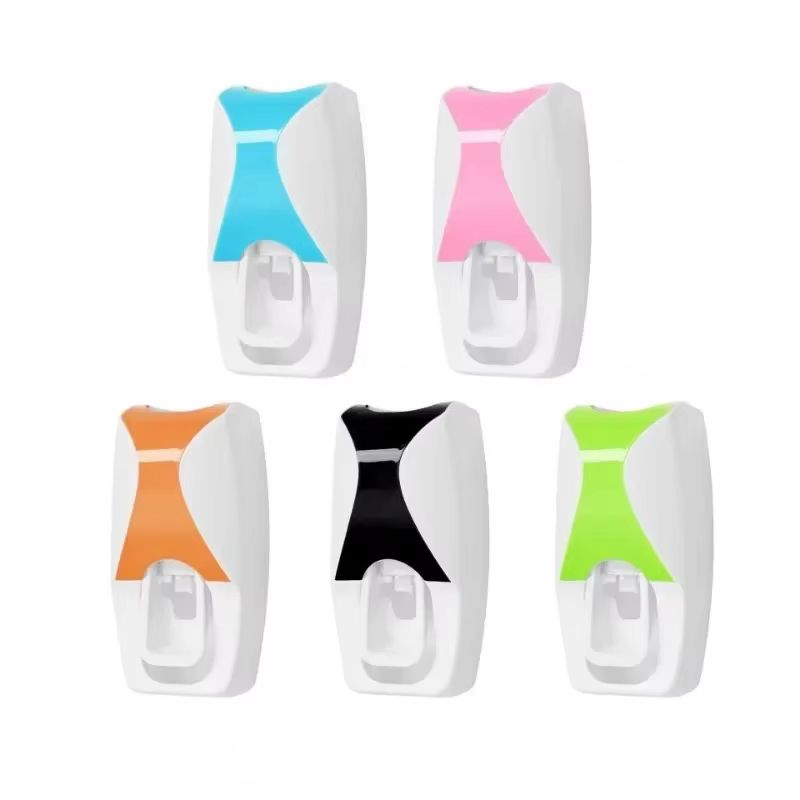 1 set of easy-to-use toothbrush holder with automatic toothpaste dispenser, wall mounted toothbrush storage rack, and bathroom