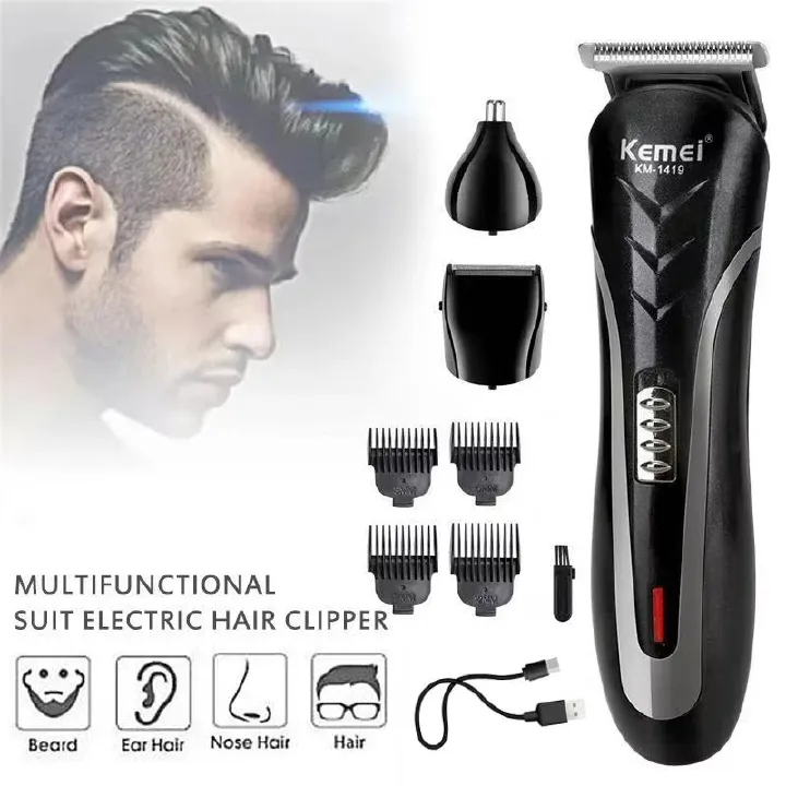 Rechargeable Electric Hair Clipper Men'S Household Shaver Hair Trimmer and Nose Trimmer 3 in 1 Hair Clippers Men