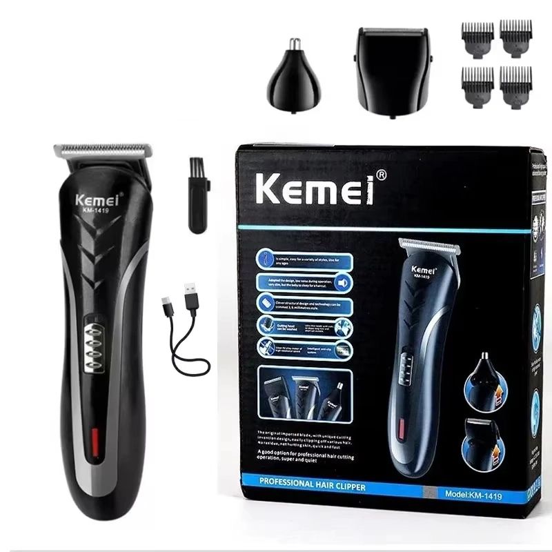 Rechargeable Electric Hair Clipper Men'S Household Shaver Hair Trimmer and Nose Trimmer 3 in 1 Hair Clippers Men
