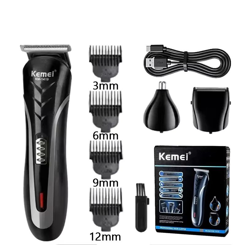 Rechargeable Electric Hair Clipper Men'S Household Shaver Hair Trimmer and Nose Trimmer 3 in 1 Hair Clippers Men