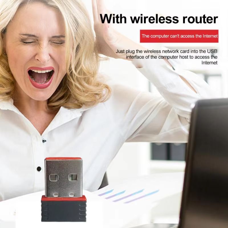 150Mbps USB WiFi Adapter 2.4G Wireless Network Card Mini Signal Receiver USB Dongle Plug and Play for Desktop Laptop PC Windows