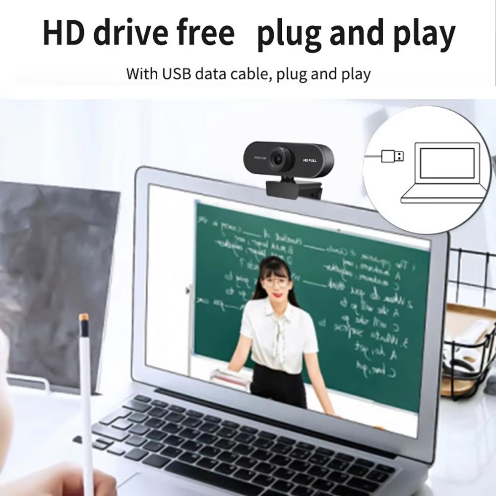 USB HD Web Camera 1080P and 2K Autofocus with Microphone Plug and Play for PC Laptop Desktop Conference and Video Call