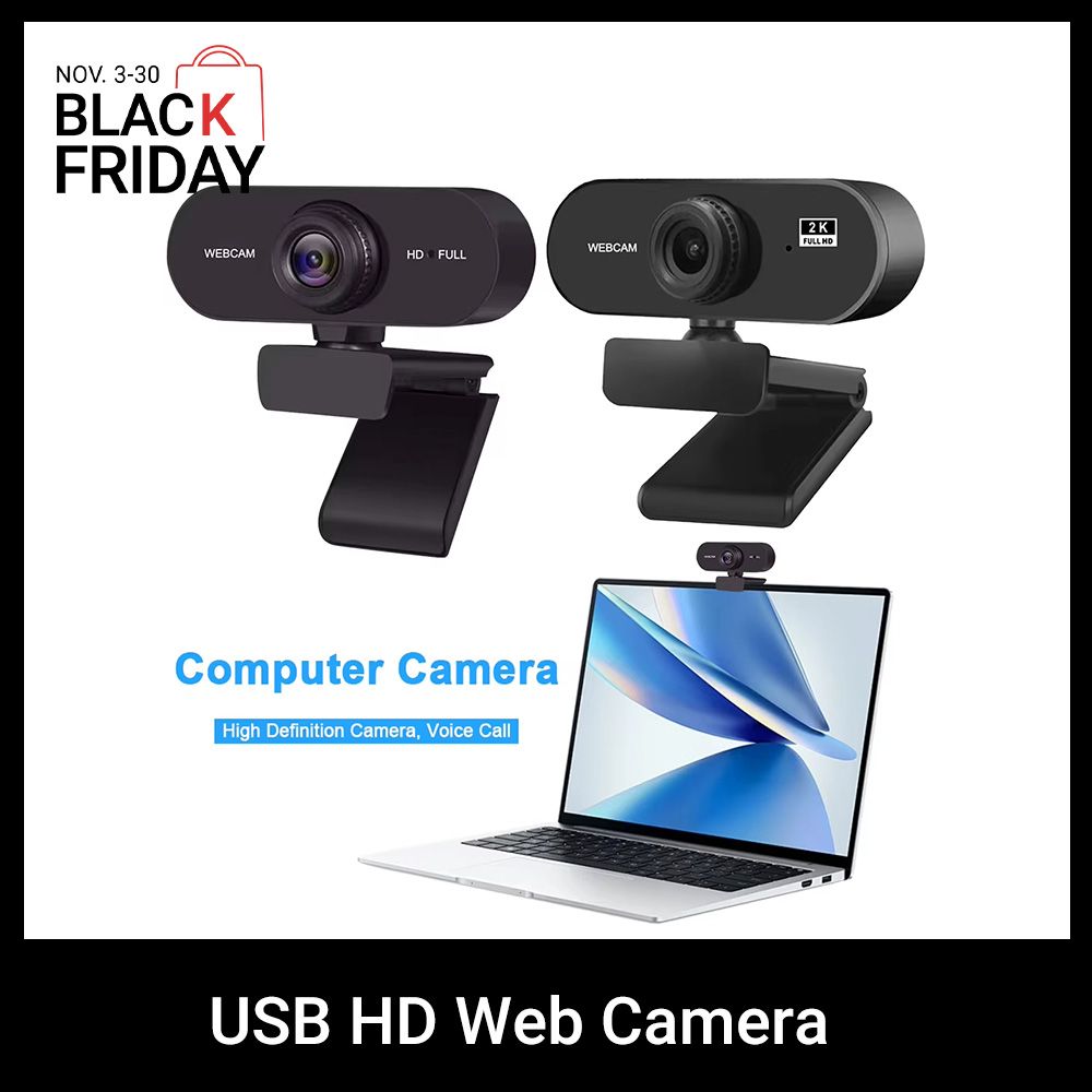 USB HD Web Camera 1080P and 2K Autofocus with Microphone Plug and Play for PC Laptop Desktop Conference and Video Call