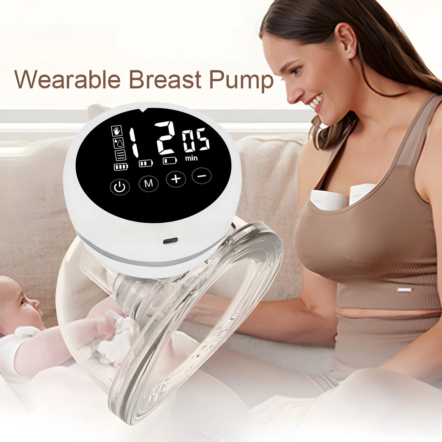 Wearable Breast Pump Electric Painless Double-sided Fully Automatic Integrated Hands-free Breast Collector Breastfeeding