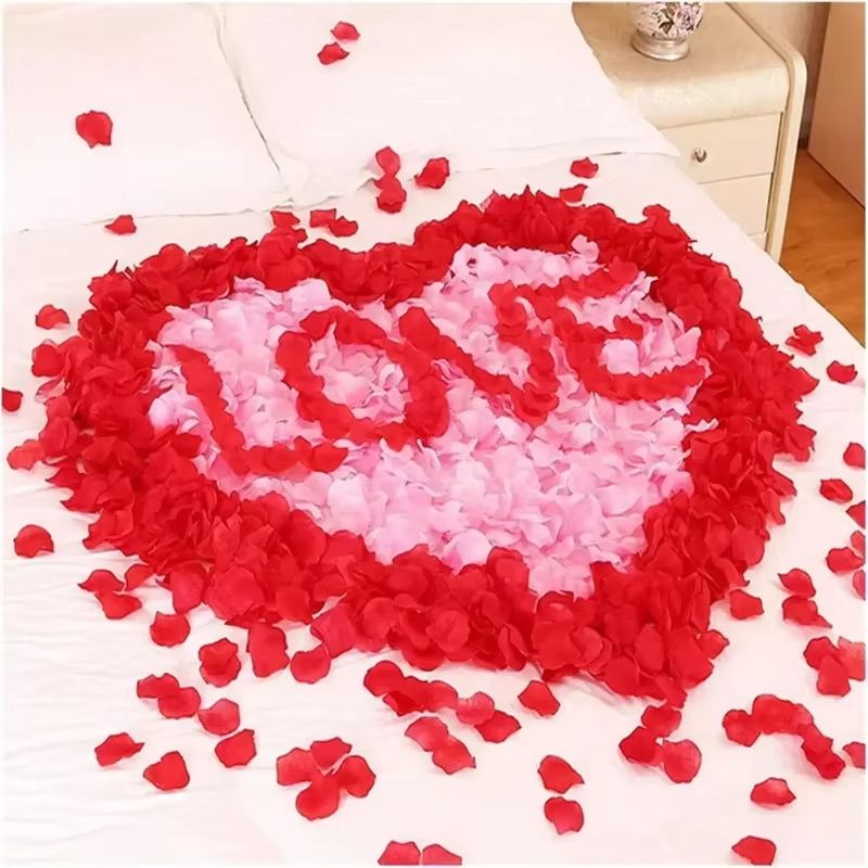 1000Pcs Artificial Fake Rose Petals Colorful Simulation Silk Rose Petal For Valentines Day Proposal Wedding Room Decoration Supplies Party Romantic Decoration
