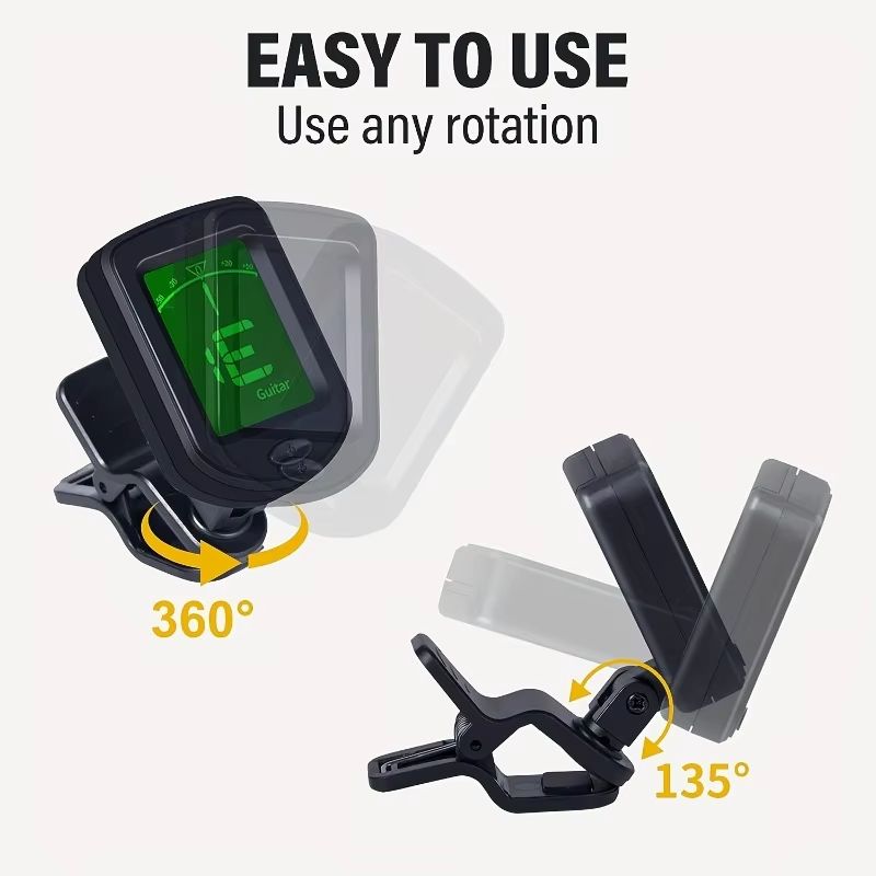 Guitar Tuner Clip-on Chromatic Digital Tuner LCD Display Mini Tuner String Instrument Accessories for Guitar Ukulele Violin