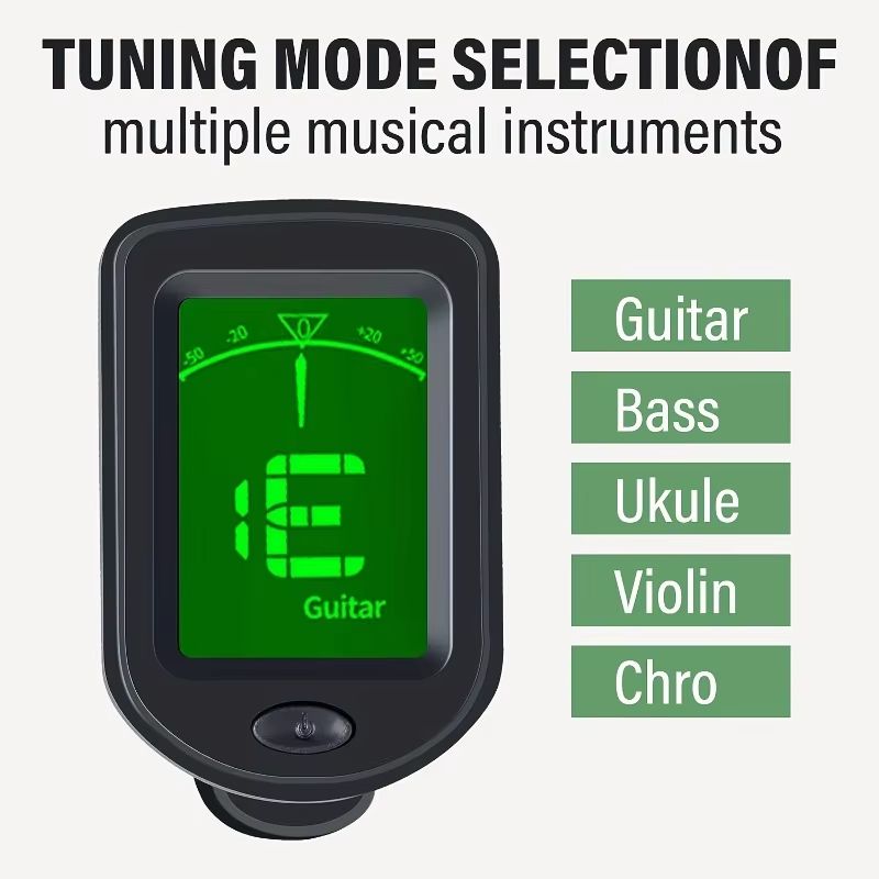Guitar Tuner Clip-on Chromatic Digital Tuner LCD Display Mini Tuner String Instrument Accessories for Guitar Ukulele Violin