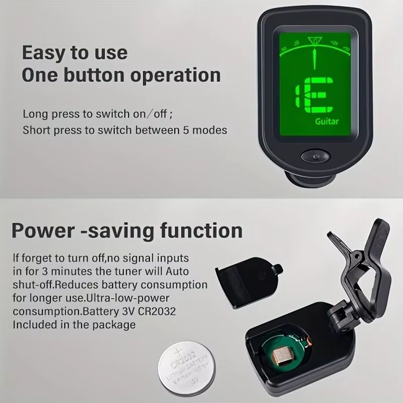 Guitar Tuner Clip-on Chromatic Digital Tuner LCD Display Mini Tuner String Instrument Accessories for Guitar Ukulele Violin