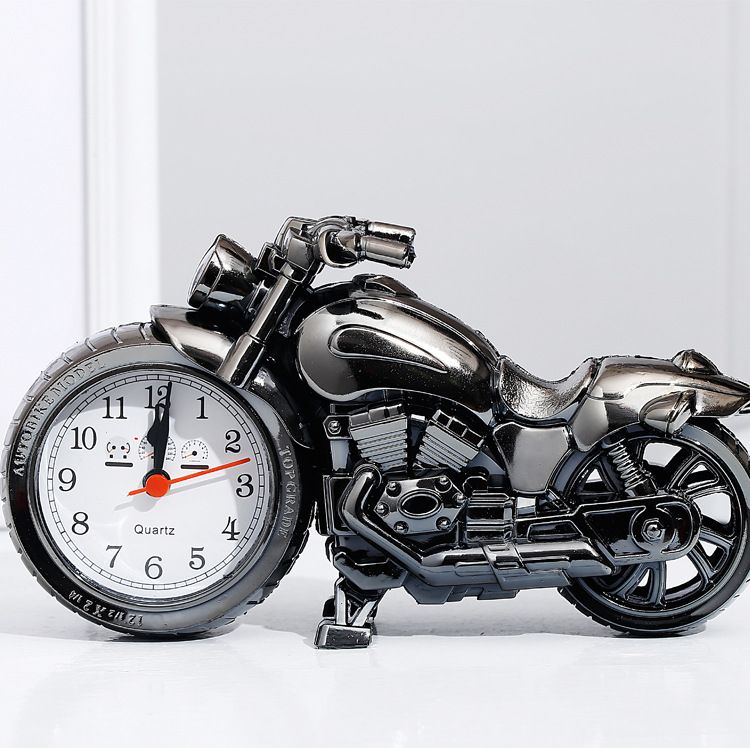 Vintage Alarm Clock Motorcycle Model Creative Desktop Clock Funny Multi-Purpose Bedside Office Clock Home Desktop Decoration Children Friends Gift