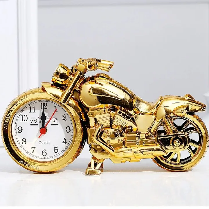 Vintage Alarm Clock Motorcycle Model Creative Desktop Clock Funny Multi-Purpose Bedside Office Clock Home Desktop Decoration Children Friends Gift