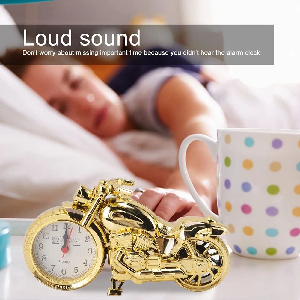 Vintage Alarm Clock Motorcycle Model Creative Desktop Clock Funny Multi-Purpose Bedside Office Clock Home Desktop Decoration Children Friends Gift