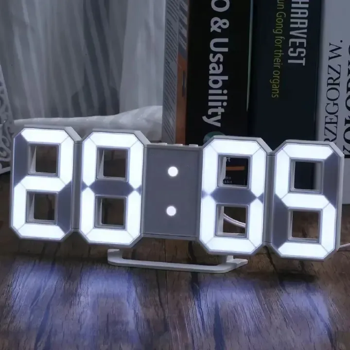 3D LED Digital Alarm Clock Wall Clock Time Date Temperature For Home Kitchen Office Clocks Decor Aesthetics Wall Decoration Glow Night Mode Decoration for Bedroom