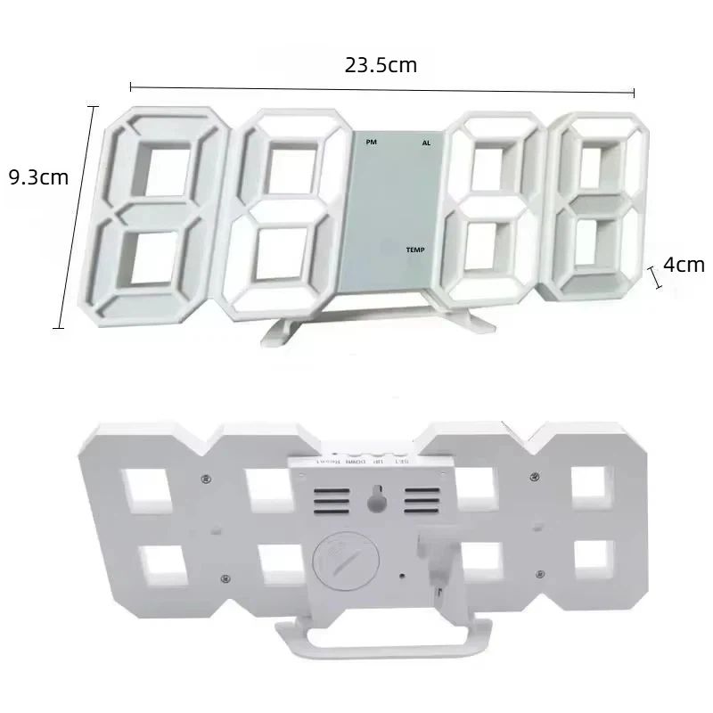 3D LED Digital Alarm Clock Wall Clock Time Date Temperature For Home Kitchen Office Clocks Decor Aesthetics Wall Decoration Glow Night Mode Decoration for Bedroom