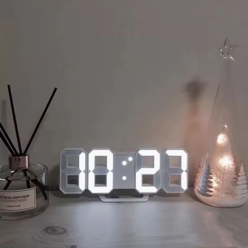 3D LED Digital Alarm Clock Wall Clock Time Date Temperature For Home Kitchen Office Clocks Decor Aesthetics Wall Decoration Glow Night Mode Decoration for Bedroom