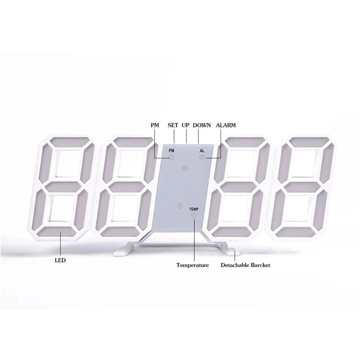 3D LED Digital Alarm Clock Wall Clock Time Date Temperature For Home Kitchen Office Clocks Decor Aesthetics Wall Decoration Glow Night Mode Decoration for Bedroom