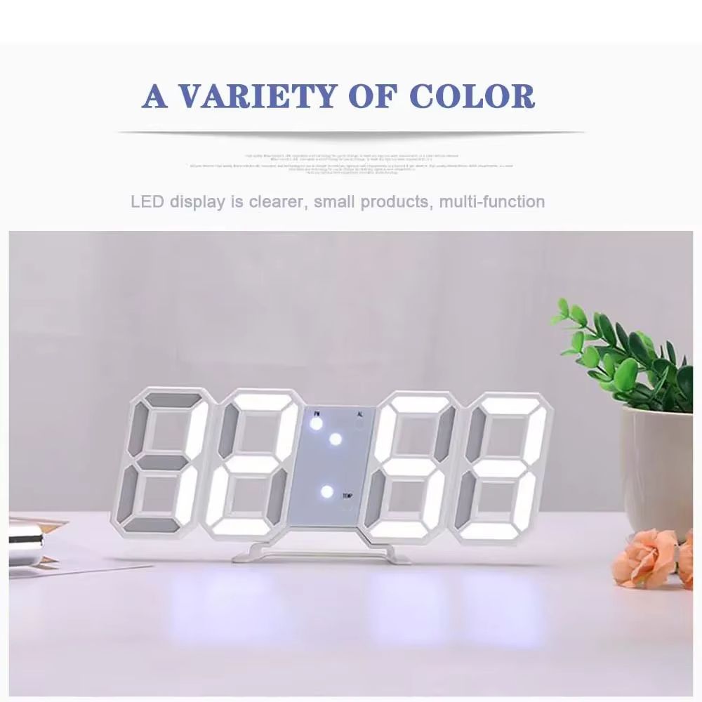 3D LED Digital Alarm Clock Wall Clock Time Date Temperature For Home Kitchen Office Clocks Decor Aesthetics Wall Decoration Glow Night Mode Decoration for Bedroom