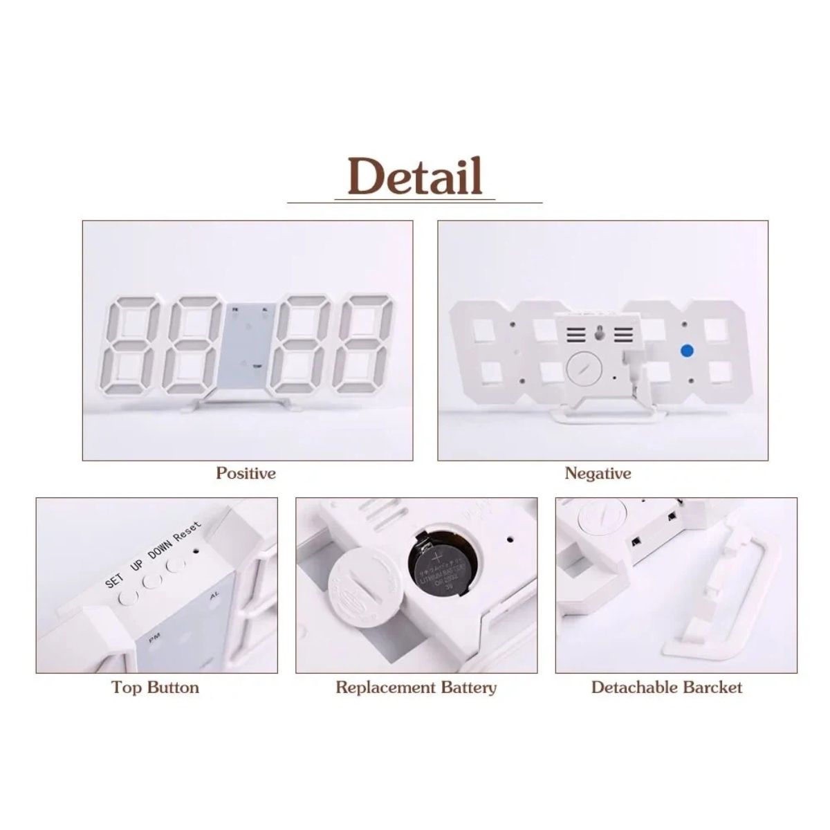 3D LED Digital Alarm Clock Wall Clock Time Date Temperature For Home Kitchen Office Clocks Decor Aesthetics Wall Decoration Glow Night Mode Decoration for Bedroom