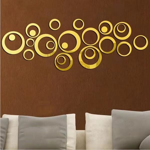 24PCS 3D Circular Mirror Wall Sticker Self-Adhesive Acrylic Mirror Decals DIY Office Living Room Bedroom Decoration Art Wall Stickers