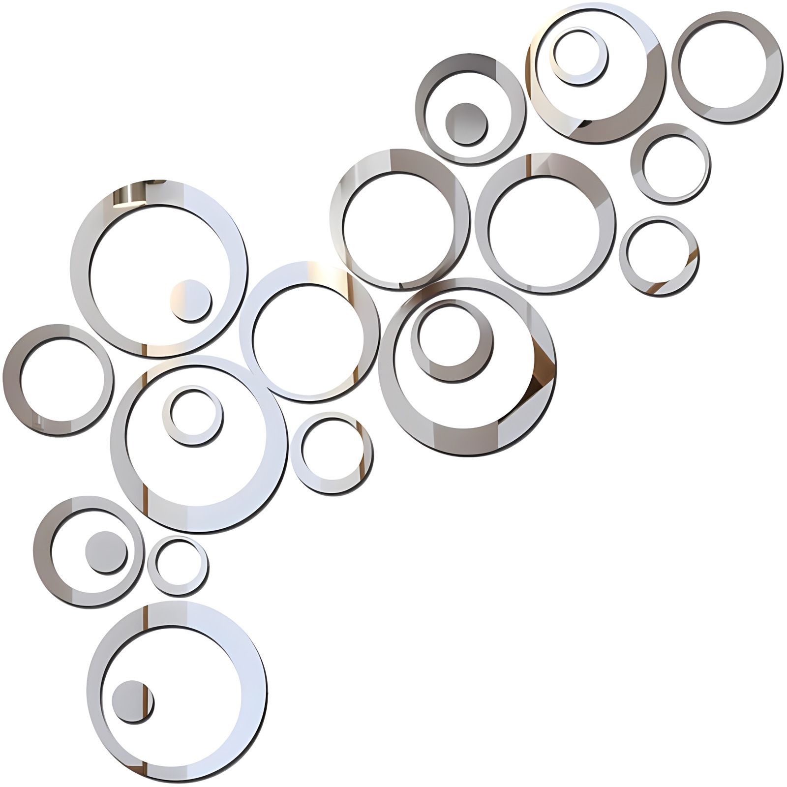 24PCS 3D Circular Mirror Wall Sticker Self-Adhesive Acrylic Mirror Decals DIY Office Living Room Bedroom Decoration Art Wall Stickers