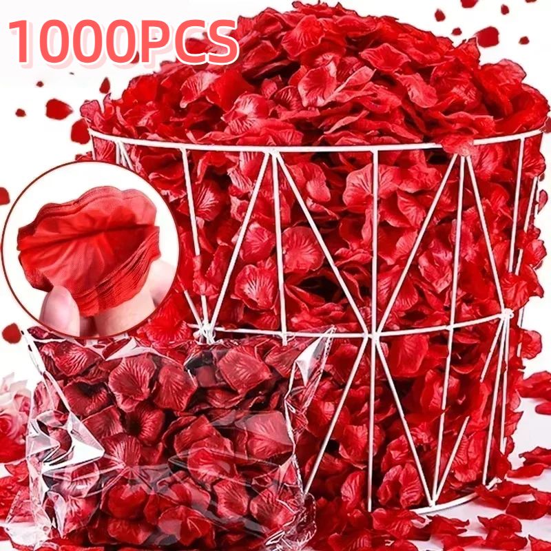 1000Pcs Artificial Fake Rose Petals Colorful Simulation Silk Rose Petal For Valentines Day Proposal Wedding Room Decoration Supplies Party Romantic Decoration