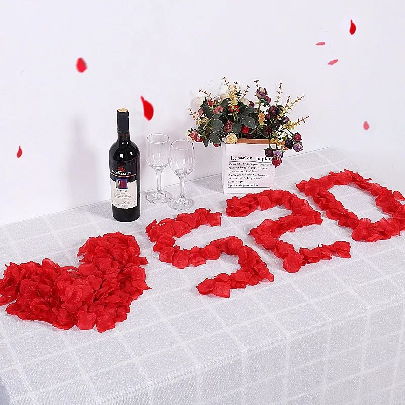 1000Pcs Artificial Fake Rose Petals Colorful Simulation Silk Rose Petal For Valentines Day Proposal Wedding Room Decoration Supplies Party Romantic Decoration