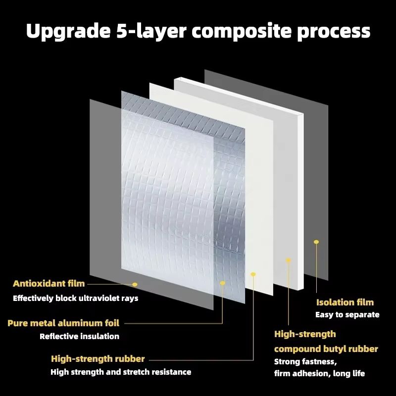 Super Strong Waterproof TapeHigh Temperature Resistance Aluminum Foil Butyl Rubber Stop Leaks Seal Repair Tape Self Adhesive for Roof Hose Repair Flex Tape