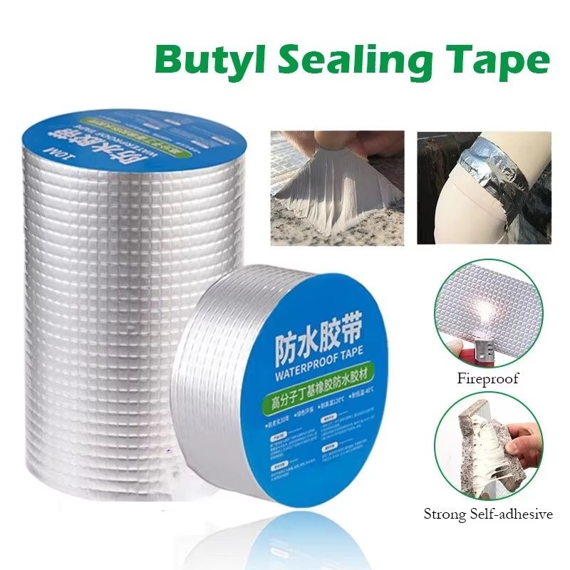 Super Strong Waterproof TapeHigh Temperature Resistance Aluminum Foil Butyl Rubber Stop Leaks Seal Repair Tape Self Adhesive for Roof Hose Repair Flex Tape