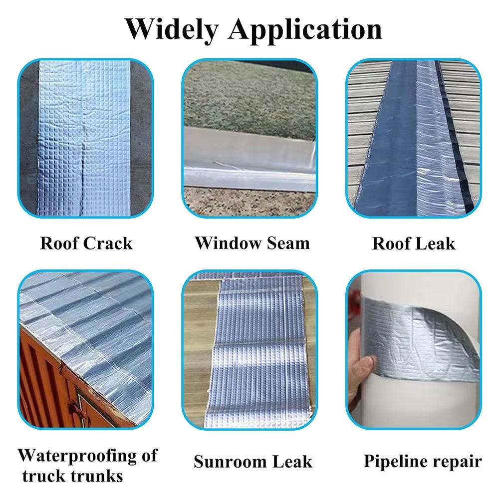 Super Strong Waterproof TapeHigh Temperature Resistance Aluminum Foil Butyl Rubber Stop Leaks Seal Repair Tape Self Adhesive for Roof Hose Repair Flex Tape