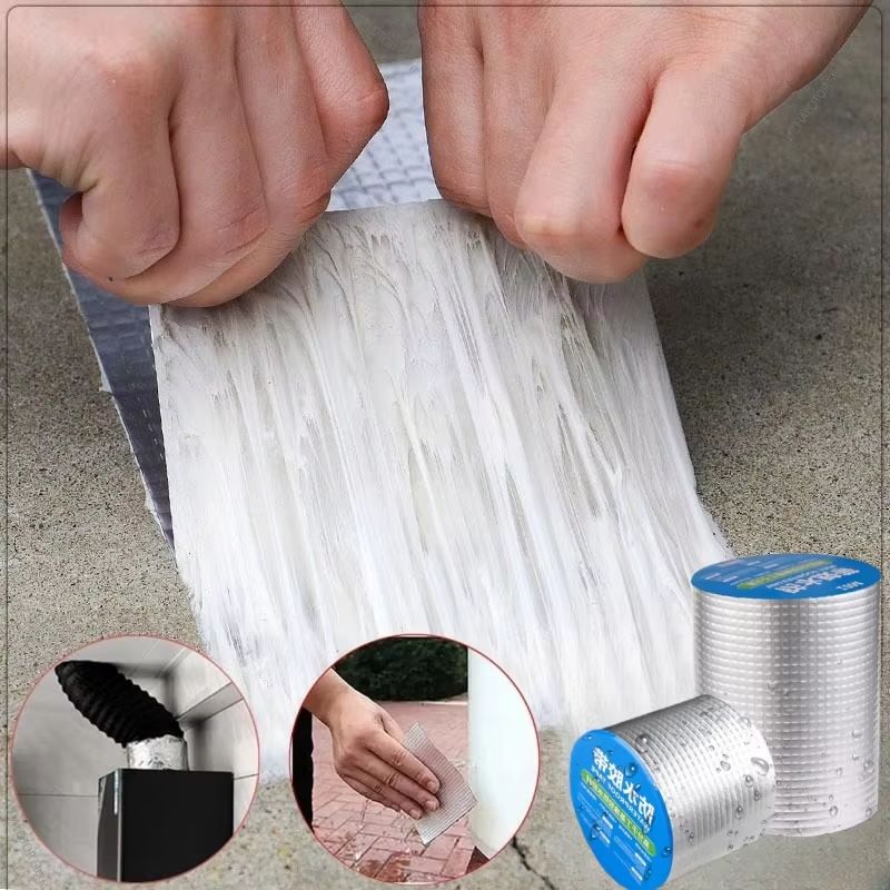 Super Strong Waterproof TapeHigh Temperature Resistance Aluminum Foil Butyl Rubber Stop Leaks Seal Repair Tape Self Adhesive for Roof Hose Repair Flex Tape