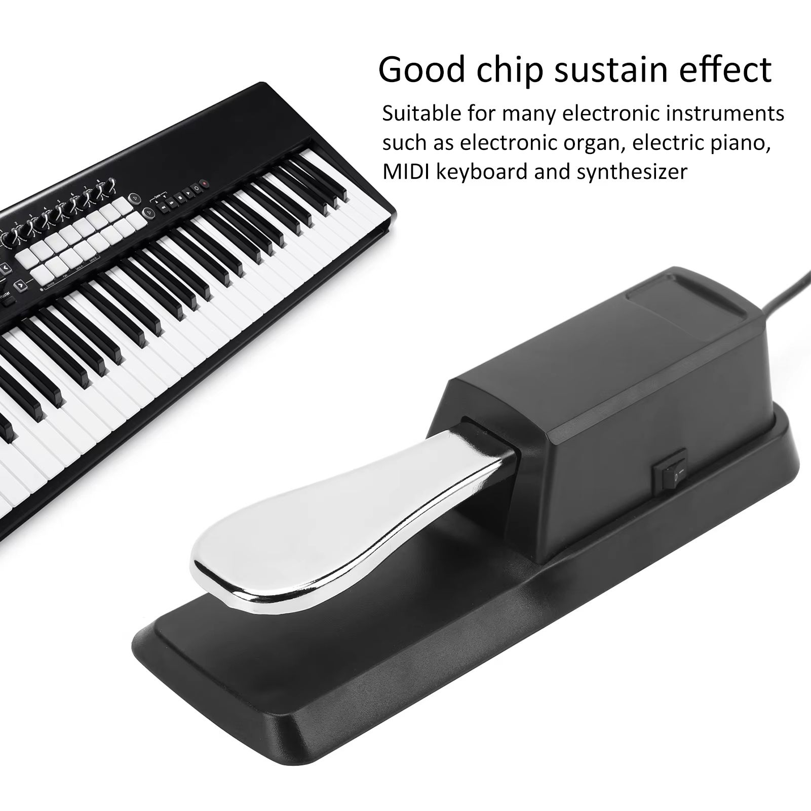 Sustain Pedal with Polarity Switch for MIDI Keyboard Synth Digital Pianos Electric Piano Drum Musical Instrument Accessories