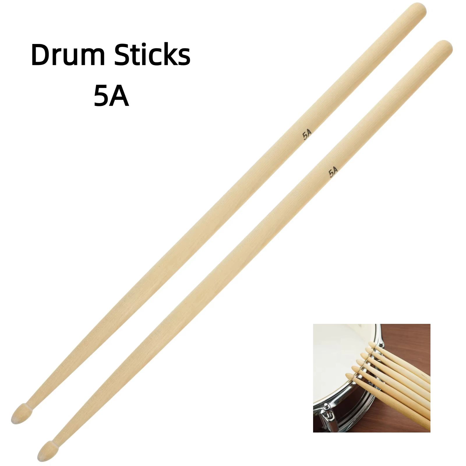 Classic 5A Drum Sticks Classic Maple Wood Drumsticks Professional Drum Stick Percussion Instrument Accessories Drum Set for Drum Practice Beginners Kids Adults Jazz Rock Orchestra