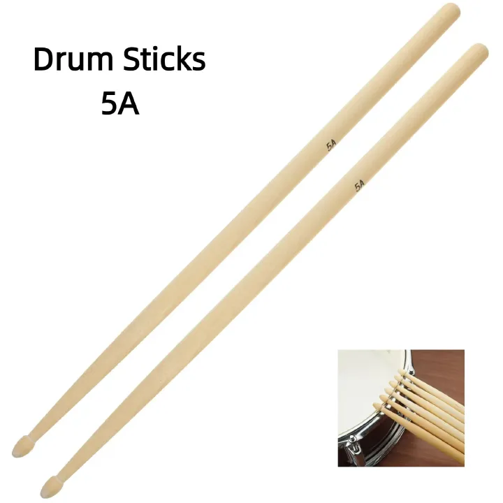 Classic 5A Drum Sticks Classic Maple Wood Drumsticks Professional Drum Stick Percussion Instrument Accessories Drum Set for Drum Practice Beginners Kids Adults Jazz Rock Orchestra