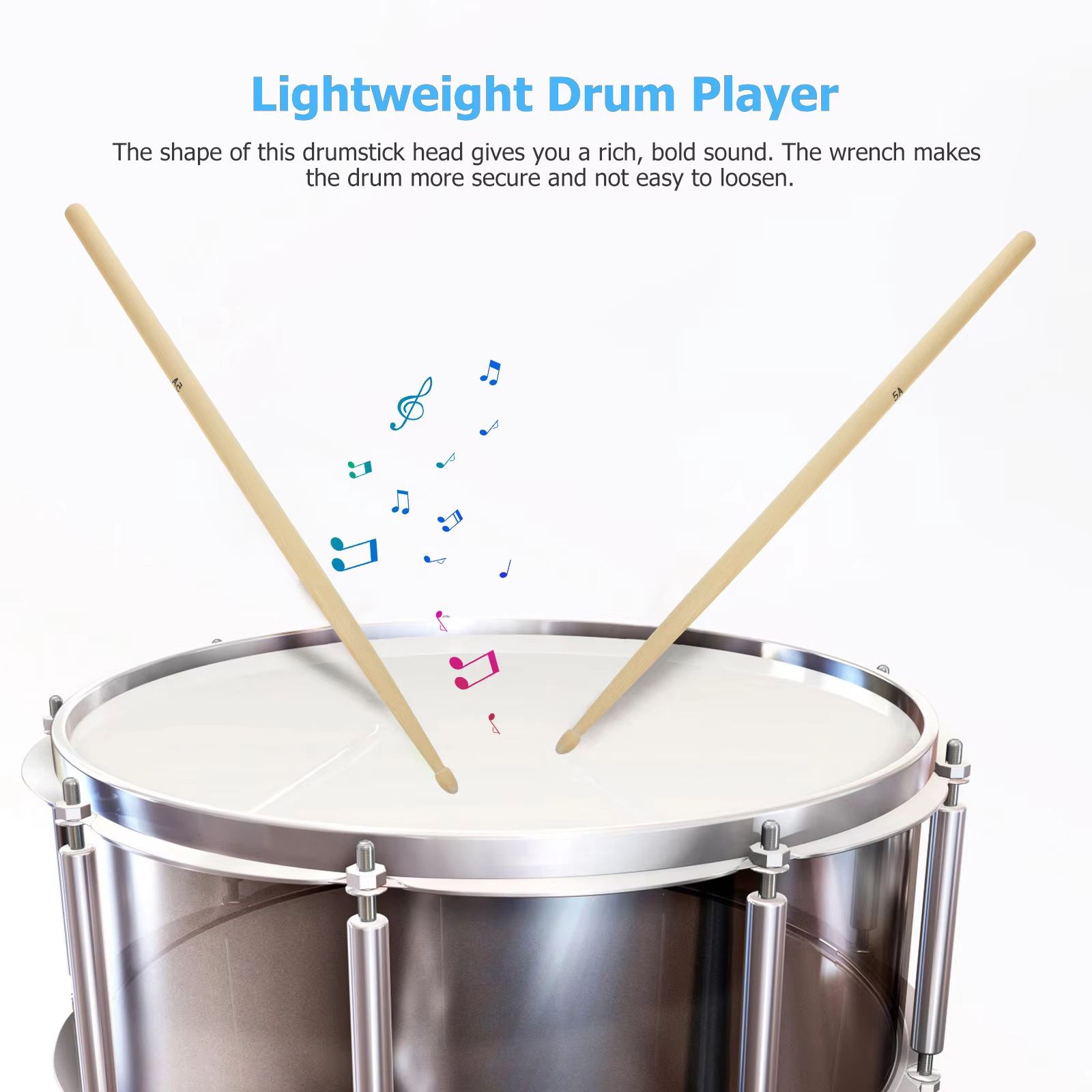 Classic 5A Drum Sticks Classic Maple Wood Drumsticks Professional Drum Stick Percussion Instrument Accessories Drum Set for Drum Practice Beginners Kids Adults Jazz Rock Orchestra