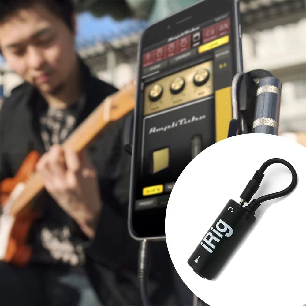Guitar Interface Converter 3.5mm Audio Cable With Low Background Noise High Fidelity Frosted Anti Scratch Feature Mobile Amplifier and Effects Rig System For Recording & Practice