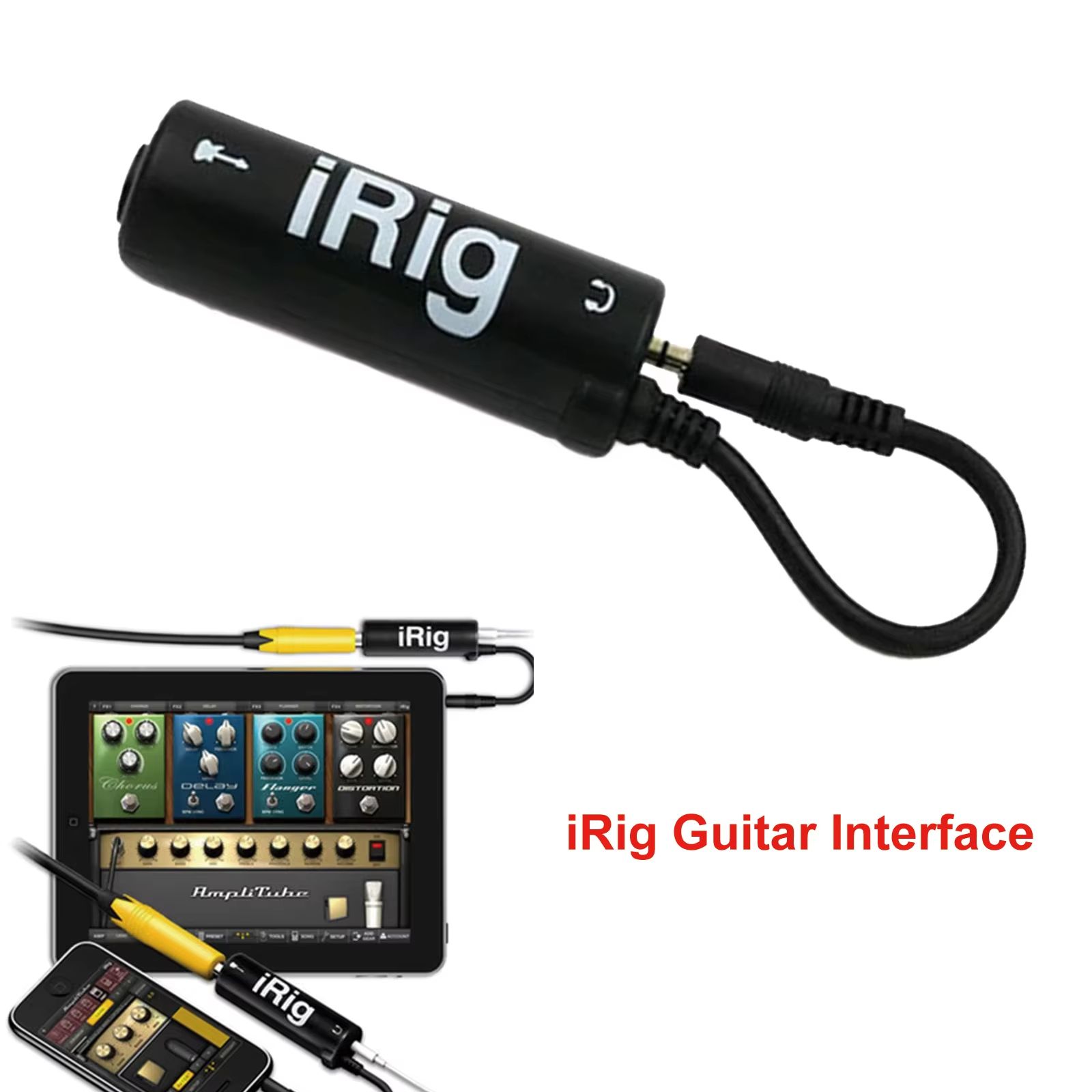 Guitar Interface Converter 3.5mm Audio Cable With Low Background Noise High Fidelity Frosted Anti Scratch Feature Mobile Amplifier and Effects Rig System For Recording & Practice