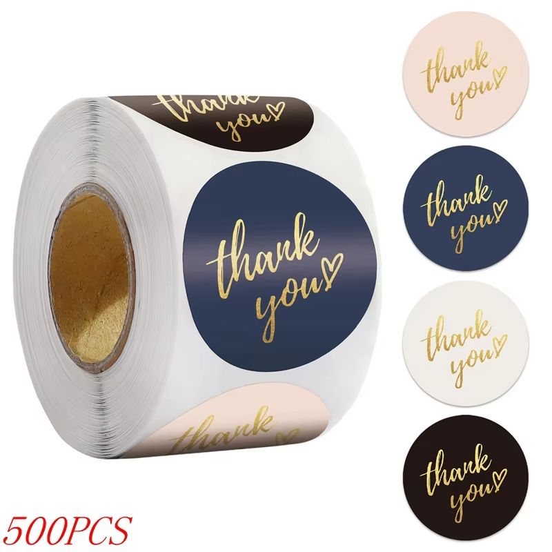 500pcs 1inch Thank You Stickers For Envelope Sealing Labels Stationery Supplies Handmade Wedding Gift Decoration Rolling Stickers Roll Merci Lables