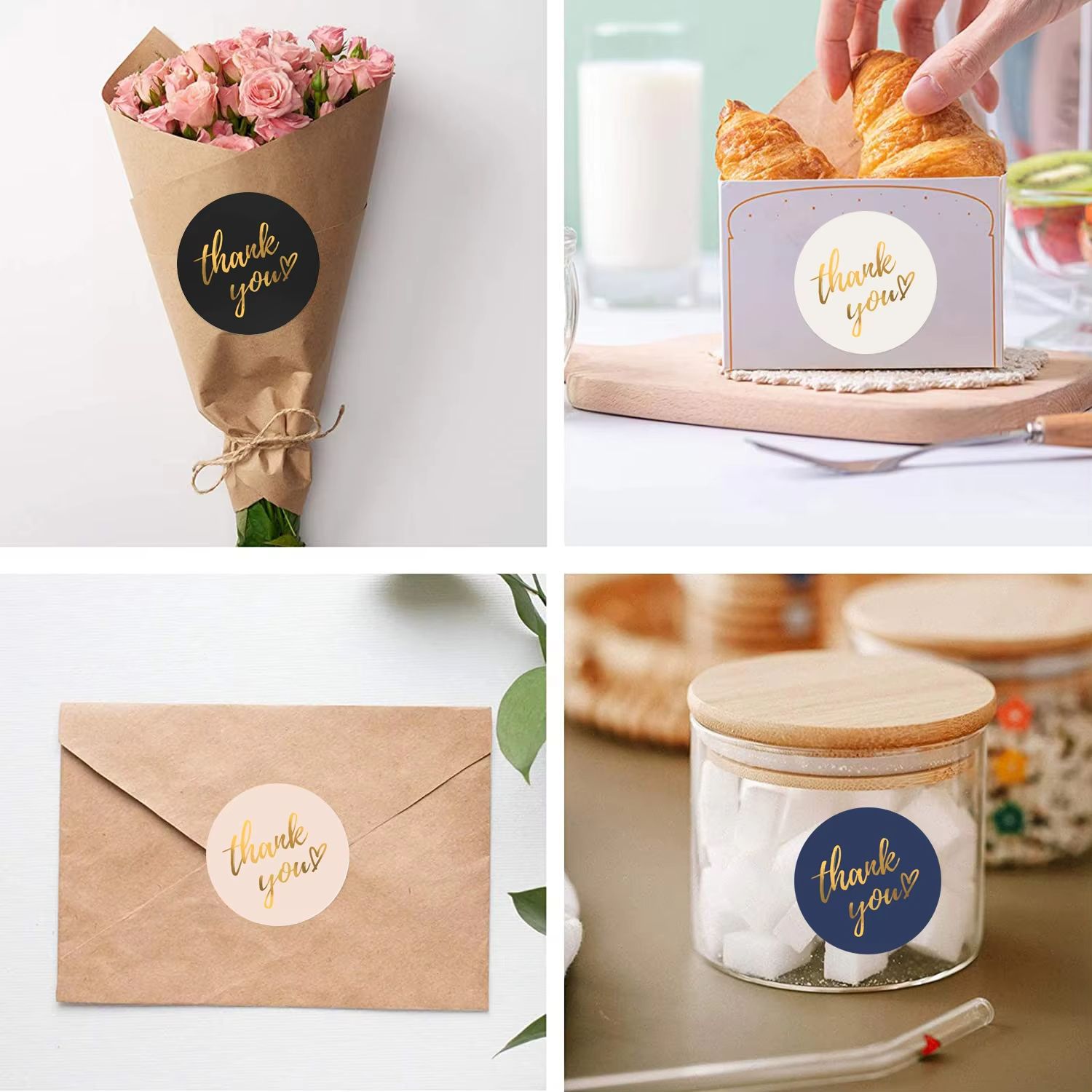 500pcs 1inch Thank You Stickers For Envelope Sealing Labels Stationery Supplies Handmade Wedding Gift Decoration Rolling Stickers Roll Merci Lables