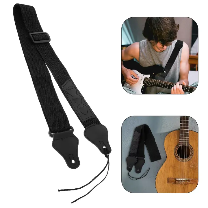 Adjustable Electric Guitar Strap with 3 Guitar Picks Holders PU Leather Ends Acoustic Guitar Bass Strap Belt Accessories