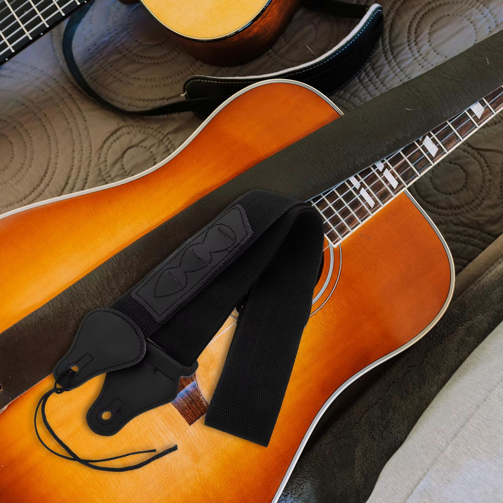 Adjustable Electric Guitar Strap with 3 Guitar Picks Holders PU Leather Ends Acoustic Guitar Bass Strap Belt Accessories