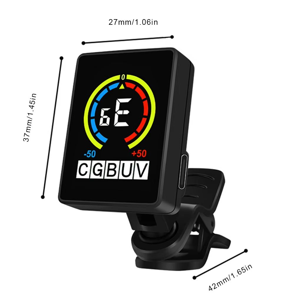 Clip- Tuner USB Charging Micro Headstock Tuner LCD Display Multi-Instrument Tuner 360 Rotation for Guitar Bass Ukulele Violin