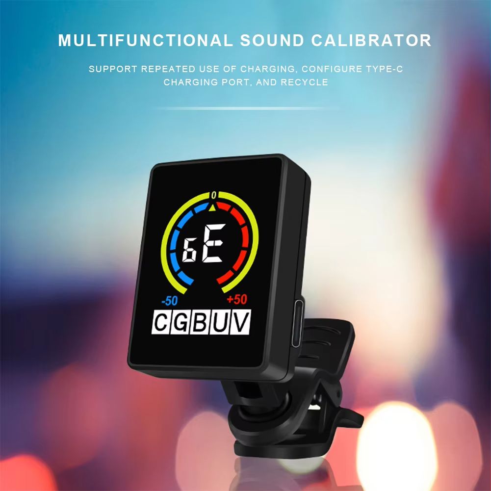 Clip- Tuner USB Charging Micro Headstock Tuner LCD Display Multi-Instrument Tuner 360 Rotation for Guitar Bass Ukulele Violin