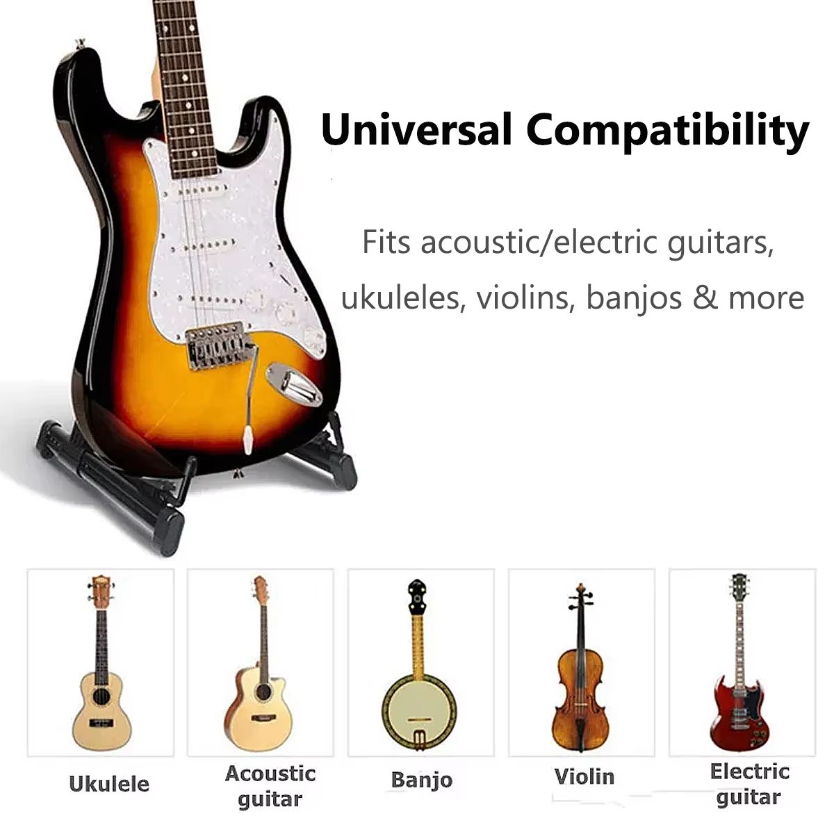 1pcs Adjustable Guitar Stand Folding Frame Floor Universal Abs Acoustic Classical Electric Bass Banjo Ukulele Portable Foldable Convenient
