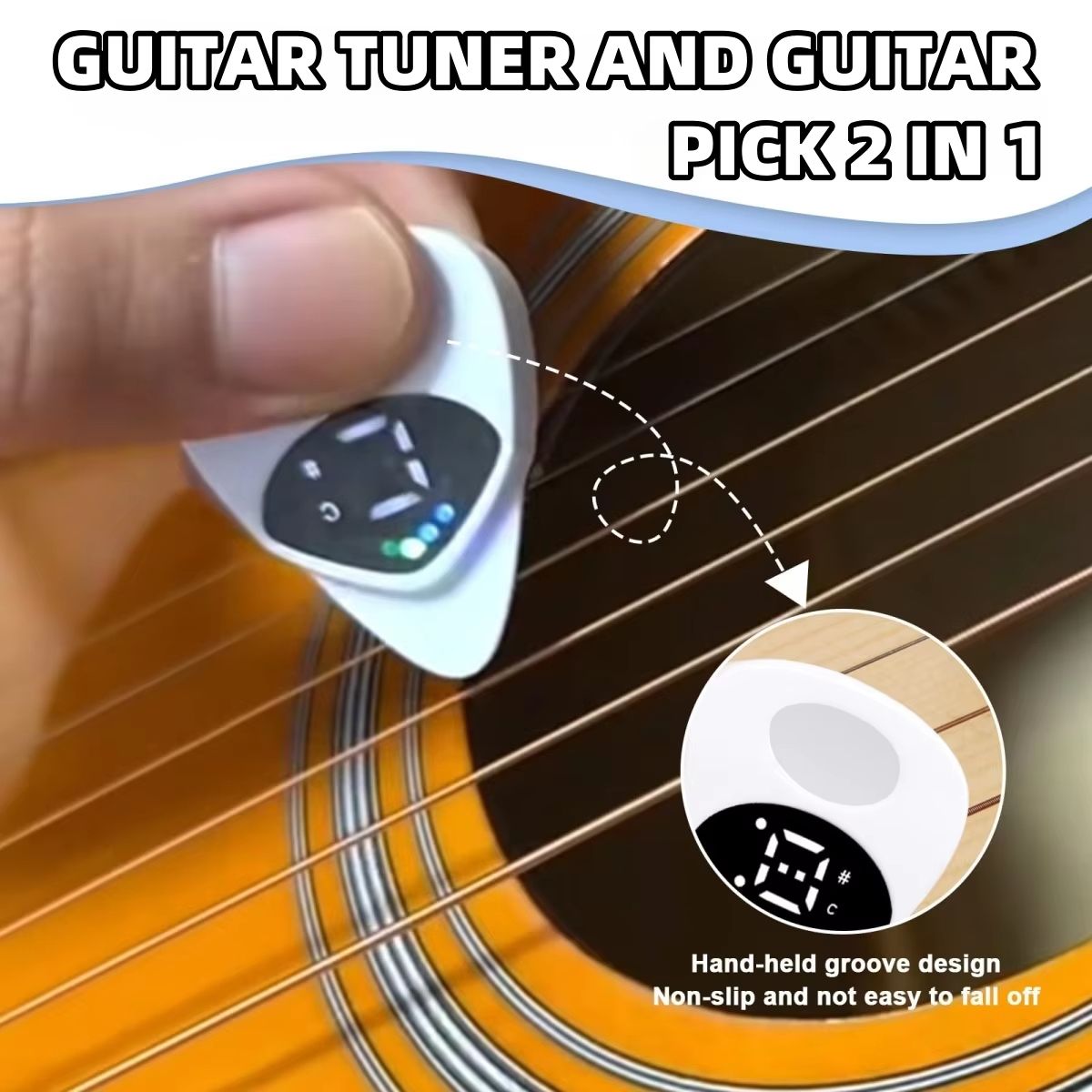 Portable 2 in 1 Guitar Pick & Tuner Multi-Purpose Pitch Calibrator For Folk Guitars and Ukuleles 12-Tone Equal Temperament