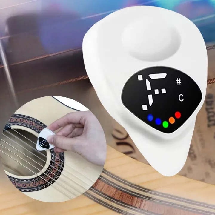 Portable 2 in 1 Guitar Pick & Tuner Multi-Purpose Pitch Calibrator For Folk Guitars and Ukuleles 12-Tone Equal Temperament