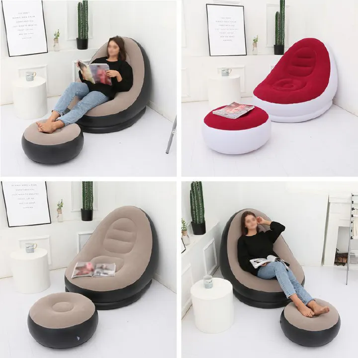 1 living room sofa furniture modern inflatable folding sofa plush sand outdoor garden footrest stool