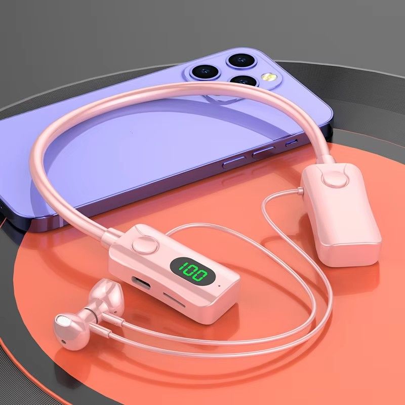 Bluetooth wireless earphones, Bluetooth neck hanging earphones, LED display screen, high fidelity stereo sports earphones